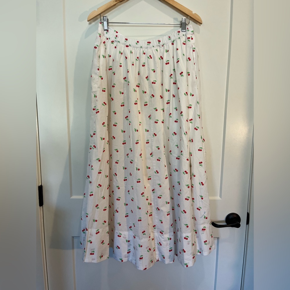 NWT Aerie New Essential Novelty Print Cherry Maxi Cotton Cottagecore skirt sz L - Picture 7 of 12